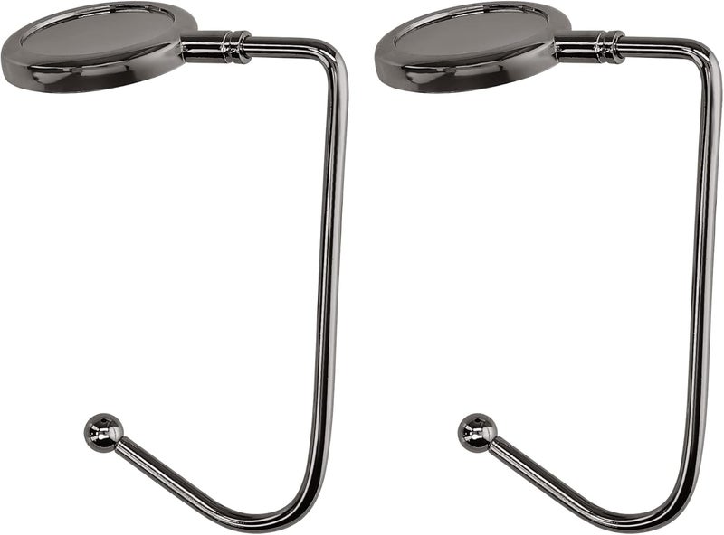 kwmobile Purse Hooks for Table - Set of 2 Metal Handbag Hook Holder Hand Bag Hanger for Tables, Desks, Work, Restaurants - Black - Image 1
